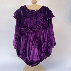 NWOT Purple Velvet Long-Sleeve Baby Bodysuit/Bubble